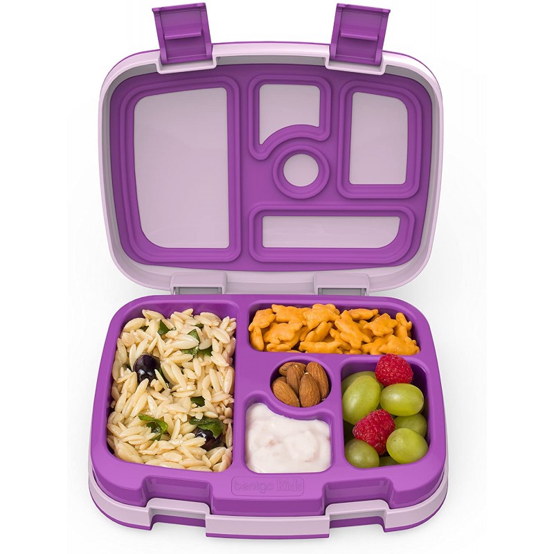 Meidong Kids Childrens Lunch Box - Bento-Styled Lunch Solution Offers Durable, Leak-Proof, On-the-Go Meal and Snack Packing (Purple)